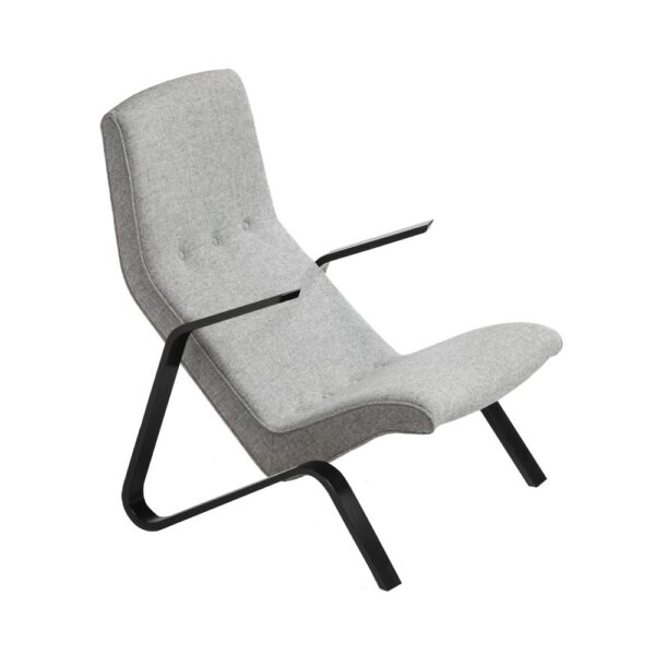 Eero Saarinen Grasshopper-nojatuoli, musta, harmaa villakangas