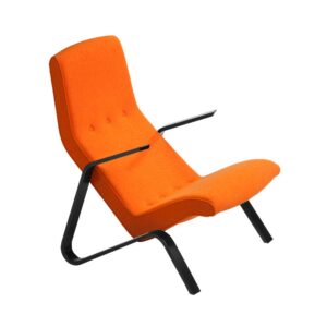 Eero Saarinen Grasshopper-nojatuoli, musta, oranssi villakangas