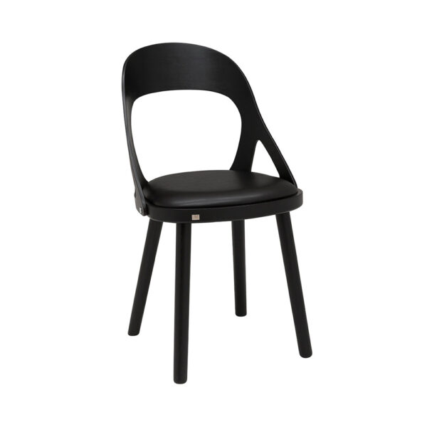 Hans K Colibri-tuoli, musta runko, musta bonded leather -keinonahkaverhoilu