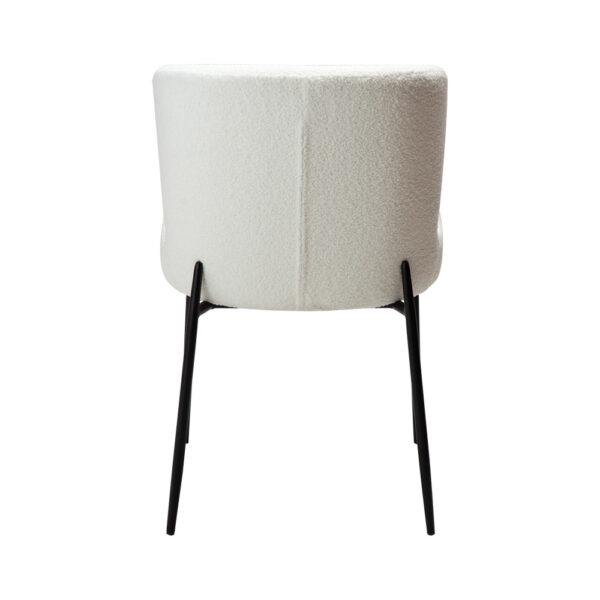 Dan-Form Glam-tuoli, valkoinen buklee, mustat metallijalat
