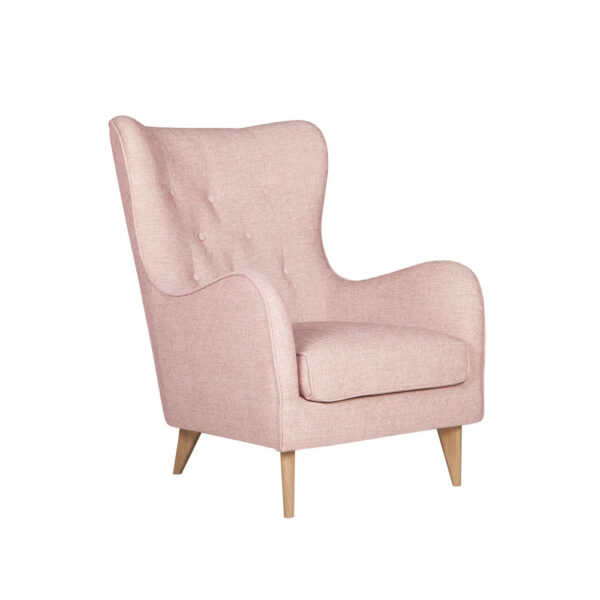 KruunuDesign Pola-nojatuoli, vaaleanpunainen Caleido Powder Pink -kangasverhoilu